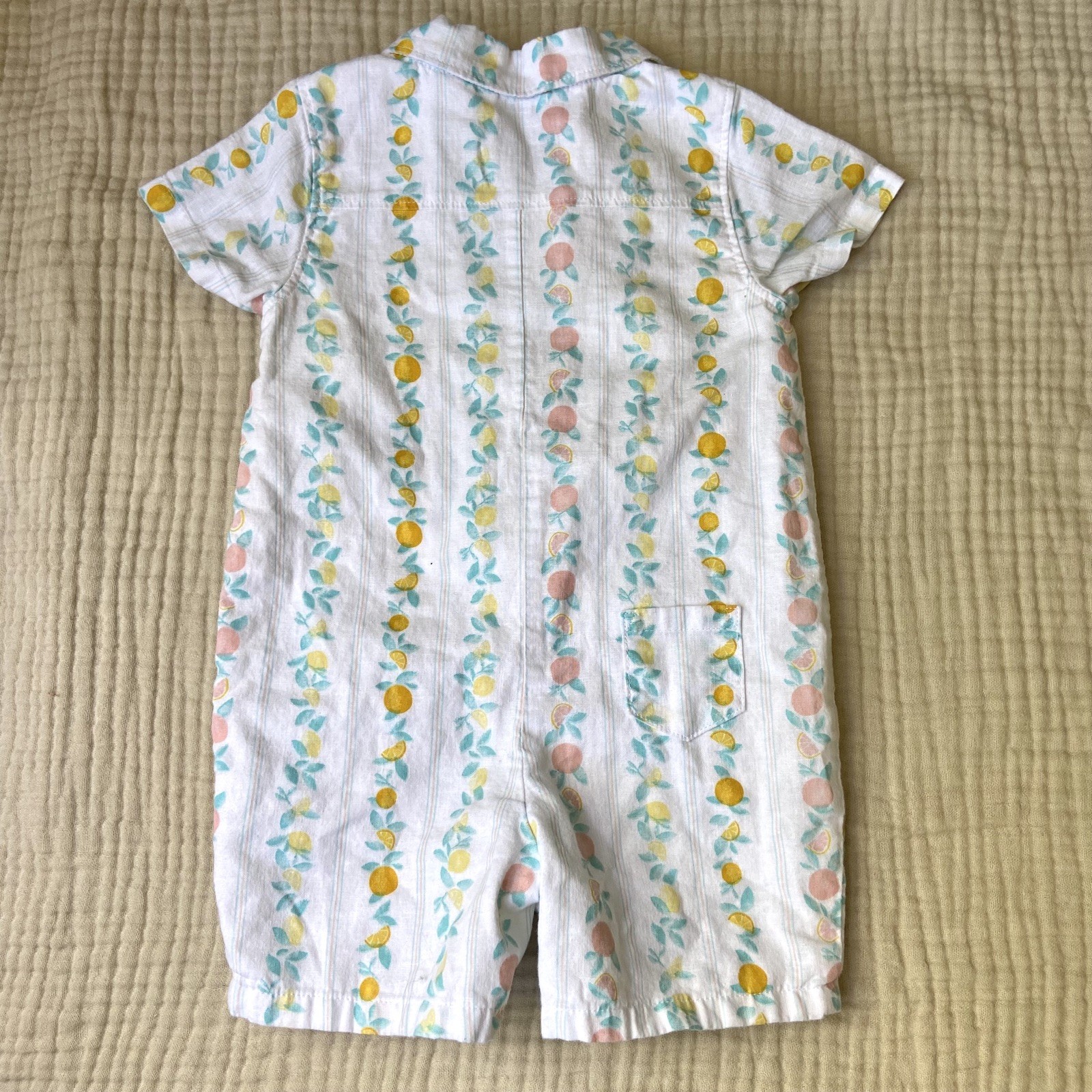 Janie and Jack Bundle Linen Cotton Romper Button Shirt 6-12 Months Preppy Spring