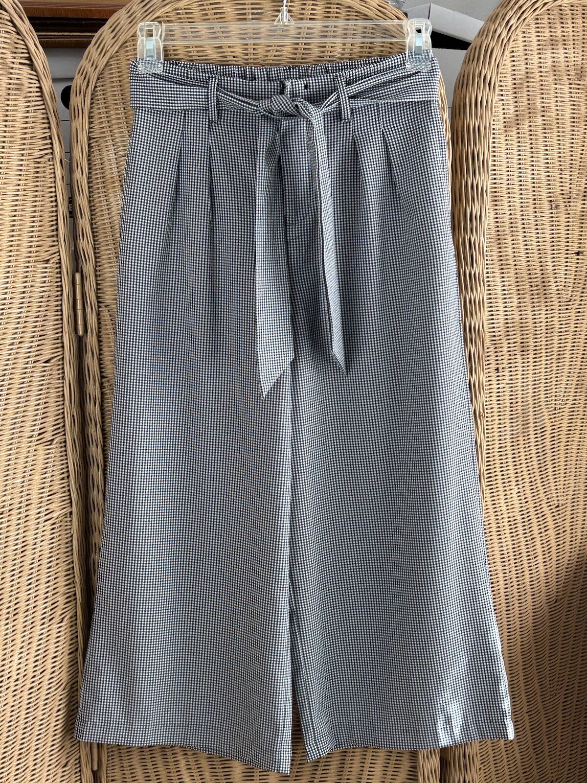 forever 21 pants black white checkered medium wide leg cropped