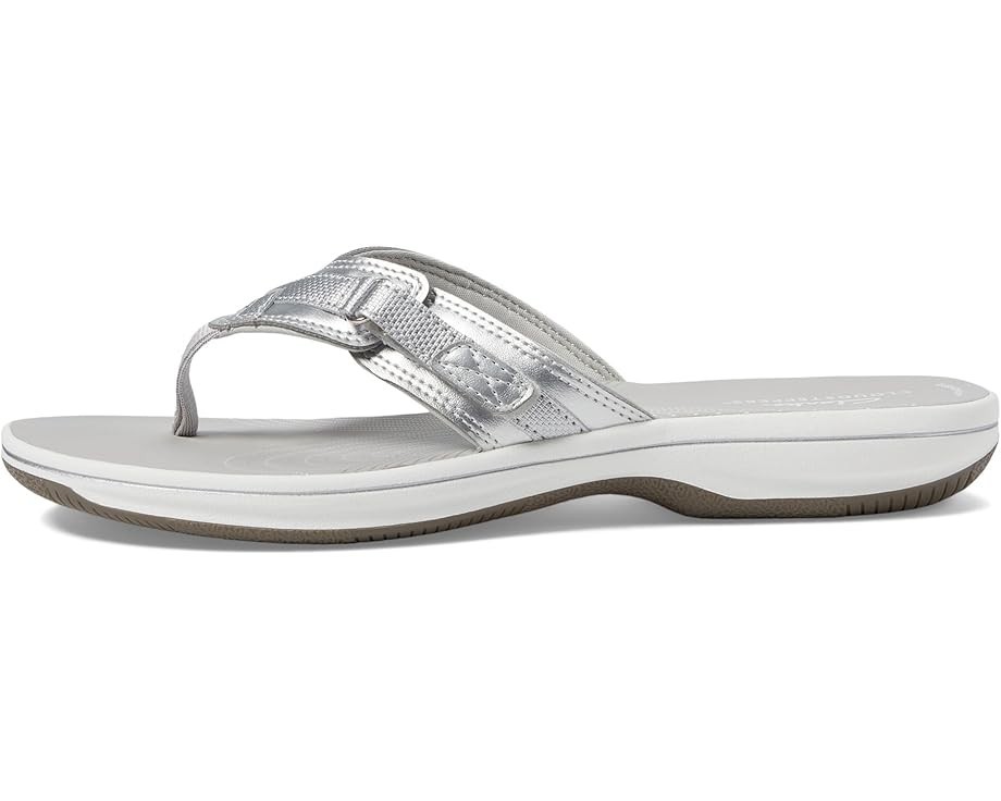 Clarks Breeze Sea Silver Synthetic Women’s Flip Flop Summer sandals SZ 10 NEW !