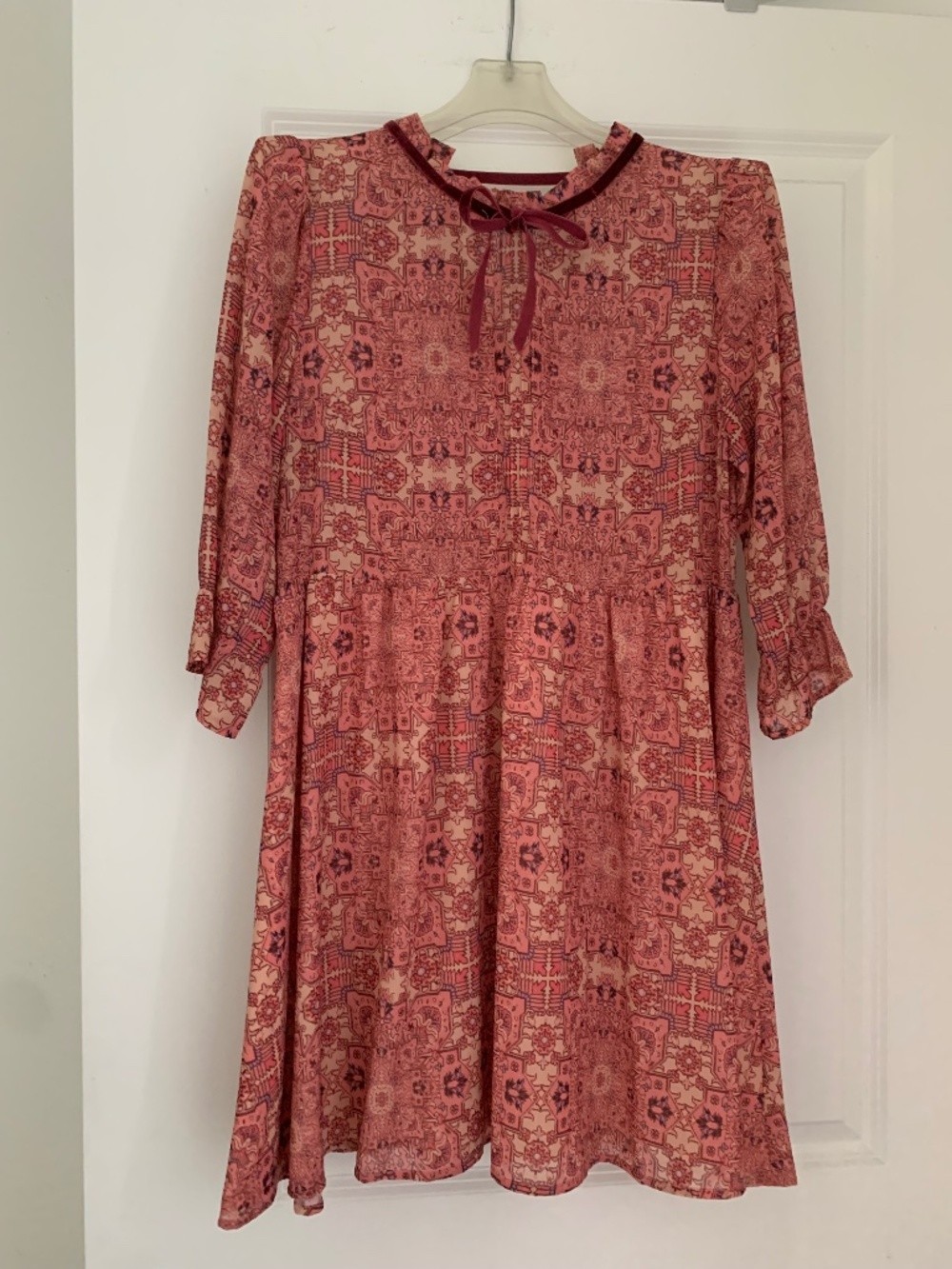 For Love & Lemons Pink Boho Tunic Babydoll Dress Deep V Back Size M