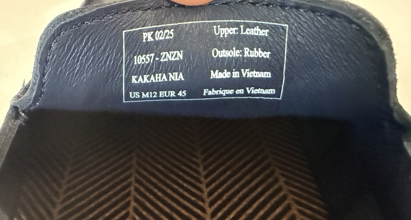 Olukai Men’s Kakaha Nia Leather Slip-On Shoes Mood Indigo Size 12 MSRP $140