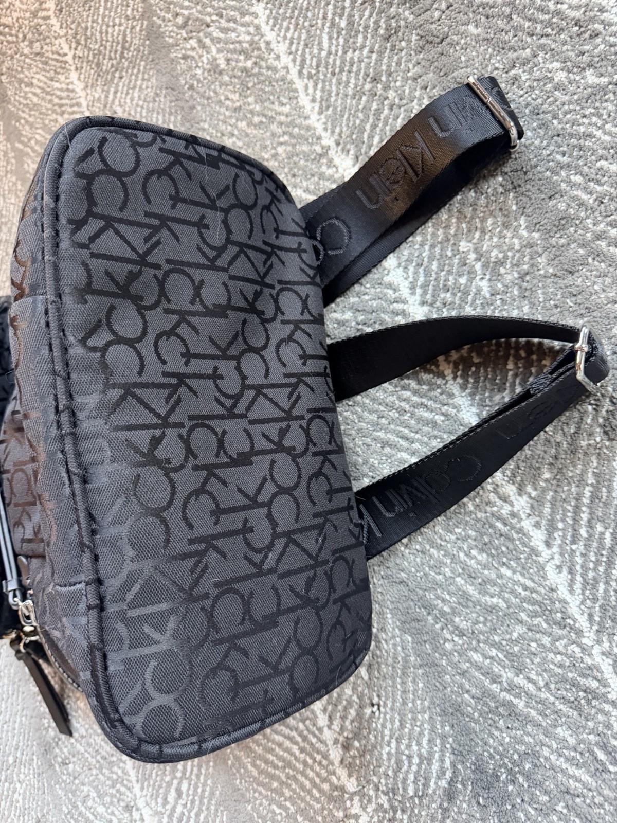 Calvin Klein Black/Gray Logo Backpack Top Handle Zip & Magnetic Closure Pockets