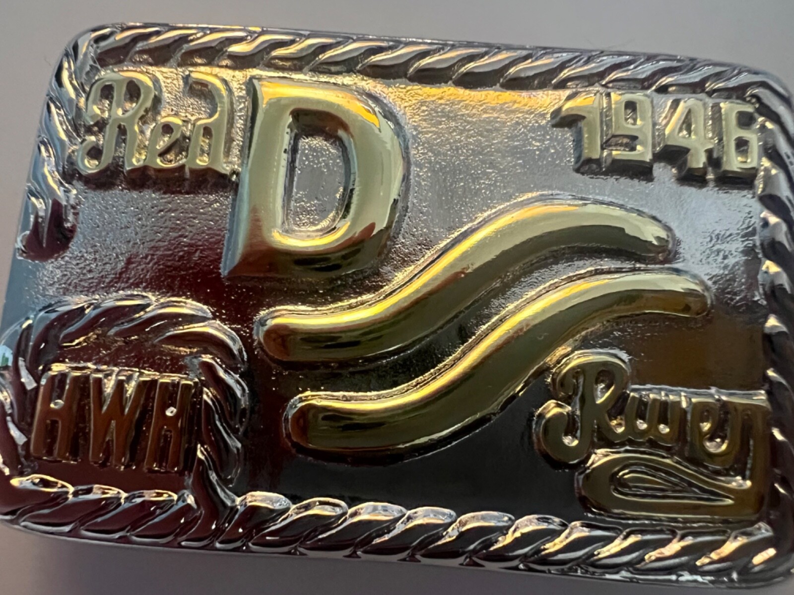 John Wayne Gold/Nickel Red River D Belt Buckle 1946 Movie Westerns Howard Hawks