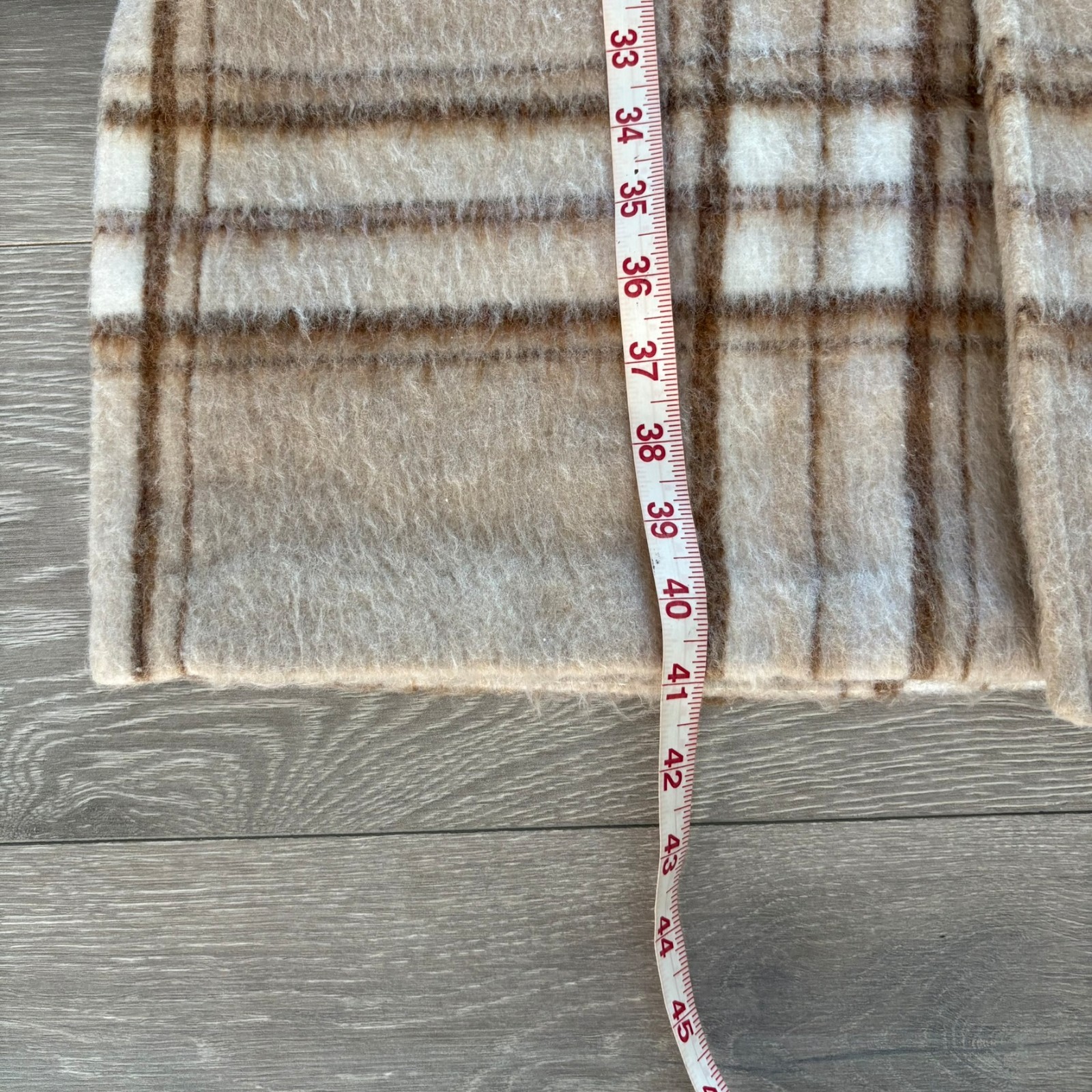 Old Navy Womens Beige White Plaid Button-Front Classic Winter Overcoat Size M