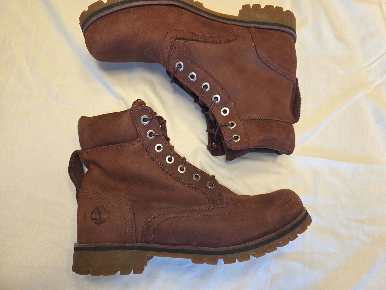 Timberland Mens 8.5 Burgundy Newmarket Leather 6″ Boots (A1PHQ) NWOB