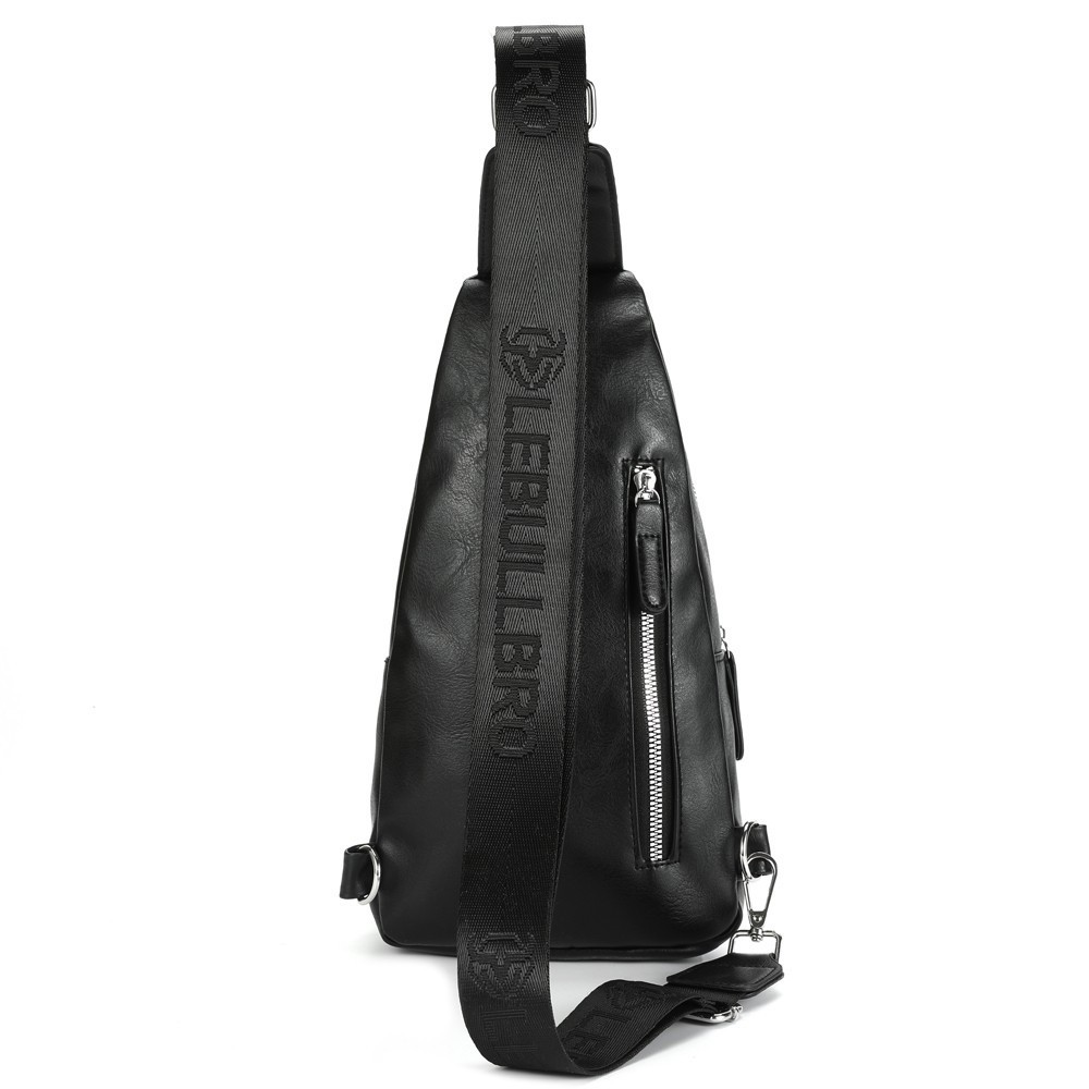 LEBULLBRO Men Leather Sling Bag Crossbody Chest Bag Shoulder Bag for Travel Work