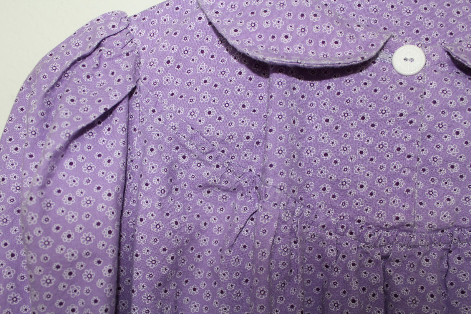 Handmade Vtg 70s Muumuu Dress Purple Cotton Floral Peter Pan Collar Lavendar XS