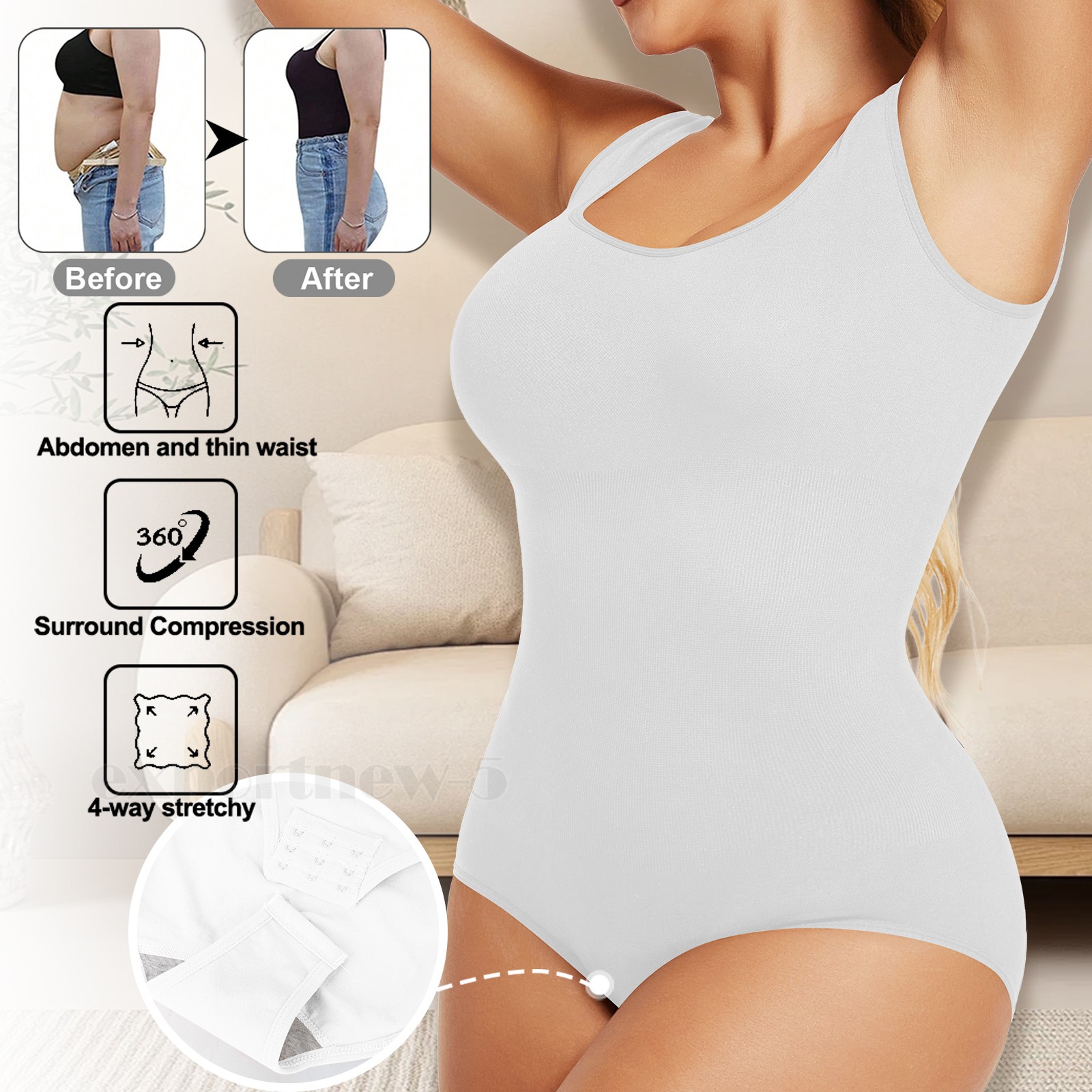 Womens Trainer Firm Tummy Control Full Body Shaper Bodysuit Slimming Shapewear