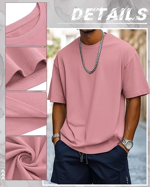 Ficerd 8 Pack Men’s Big and Tall 7XL Shirts Short Sleeve Cotton Tee Crew Neck