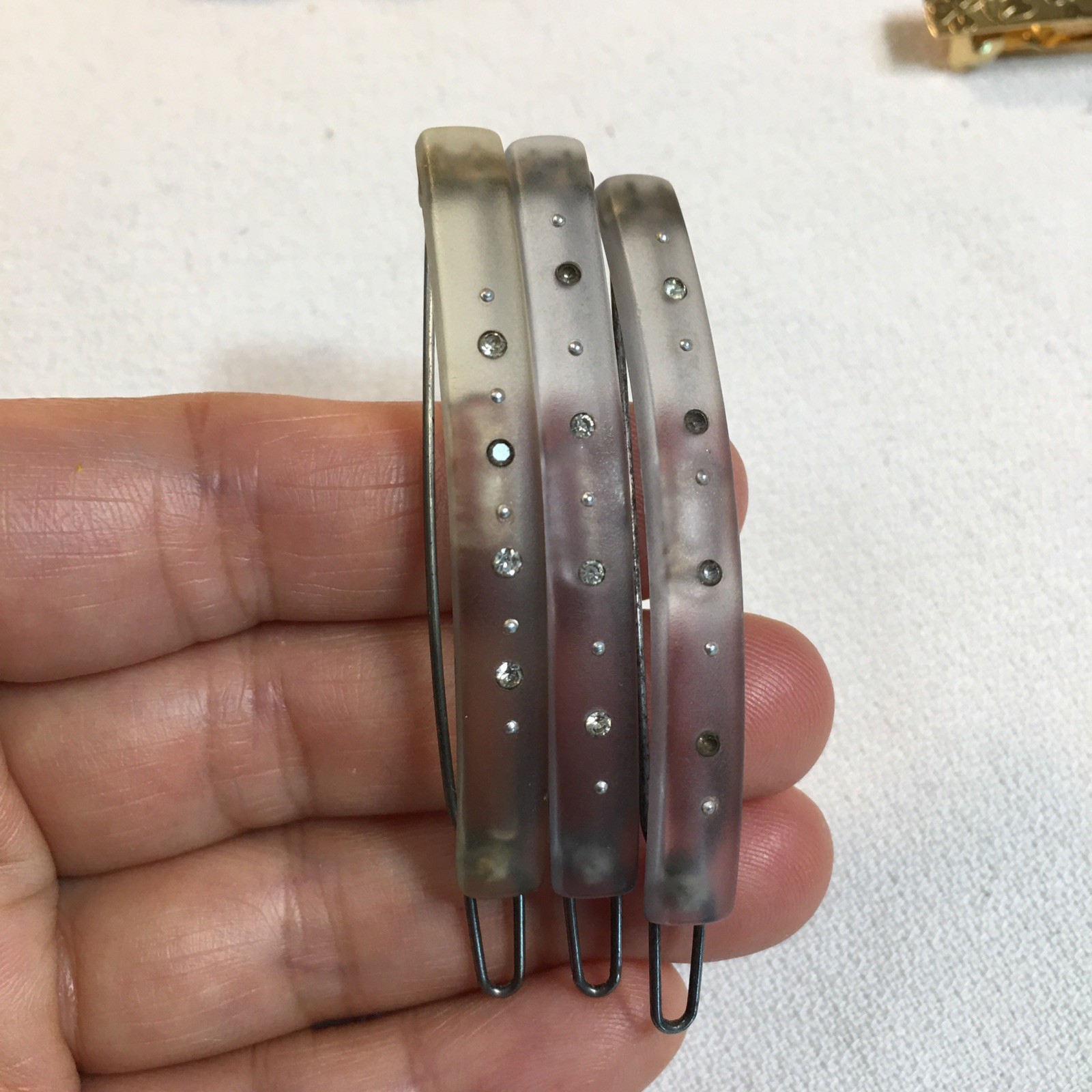 Lot of 9 Vintage Hair Clip Pin Barrettes Assorted Made in France