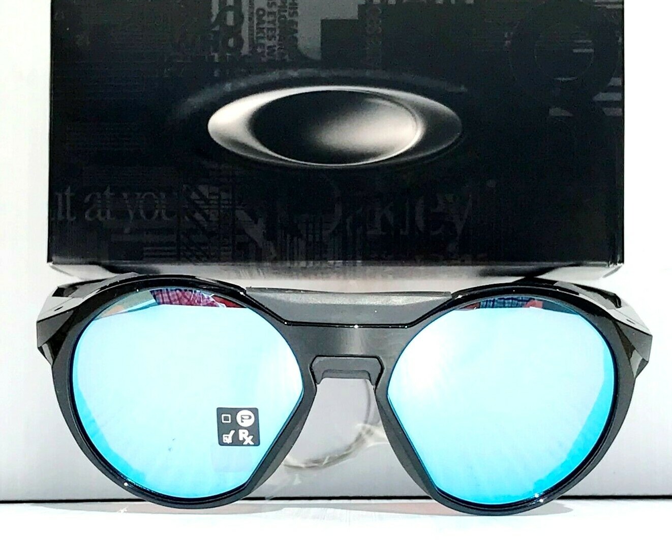 NEW Oakley CLIFDEN Polished Black Round PRIZM Snow Sapphire Sunglass 9440-02
