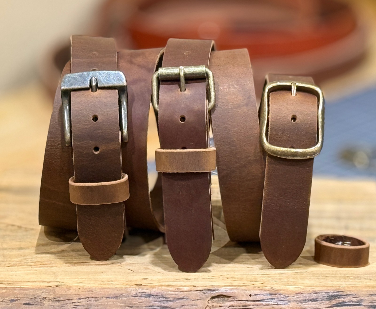 Full Grain Leather Belt 1.5″ Heavy Duty Buffalo Crazy Horse Work Belt USA