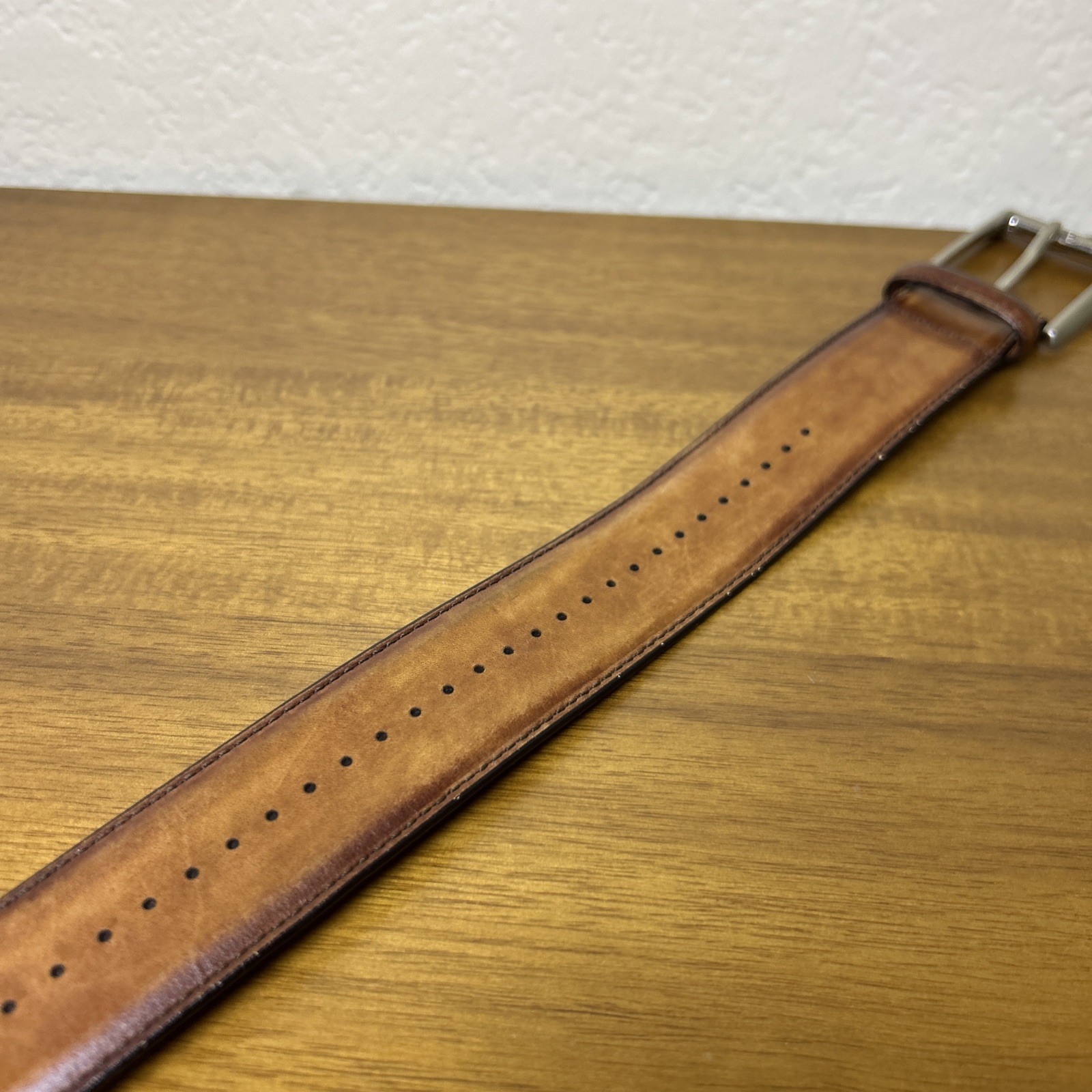 Magnanni Tan Men’s Leather Dress Belt Size 40 Made In Spain 1158