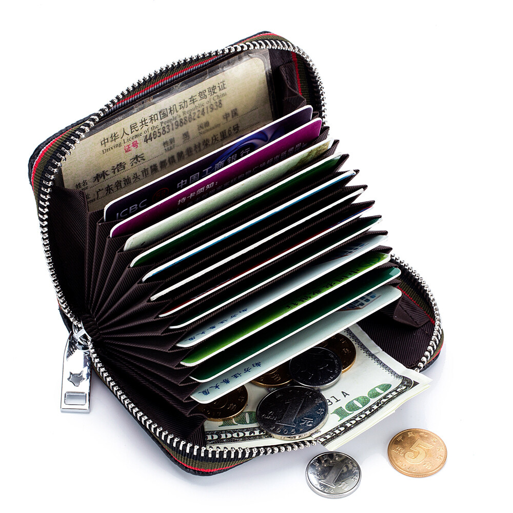 RFID Blocking Women’s Genuine Leather Wallet Credit Card Holder Zipper Pocket
