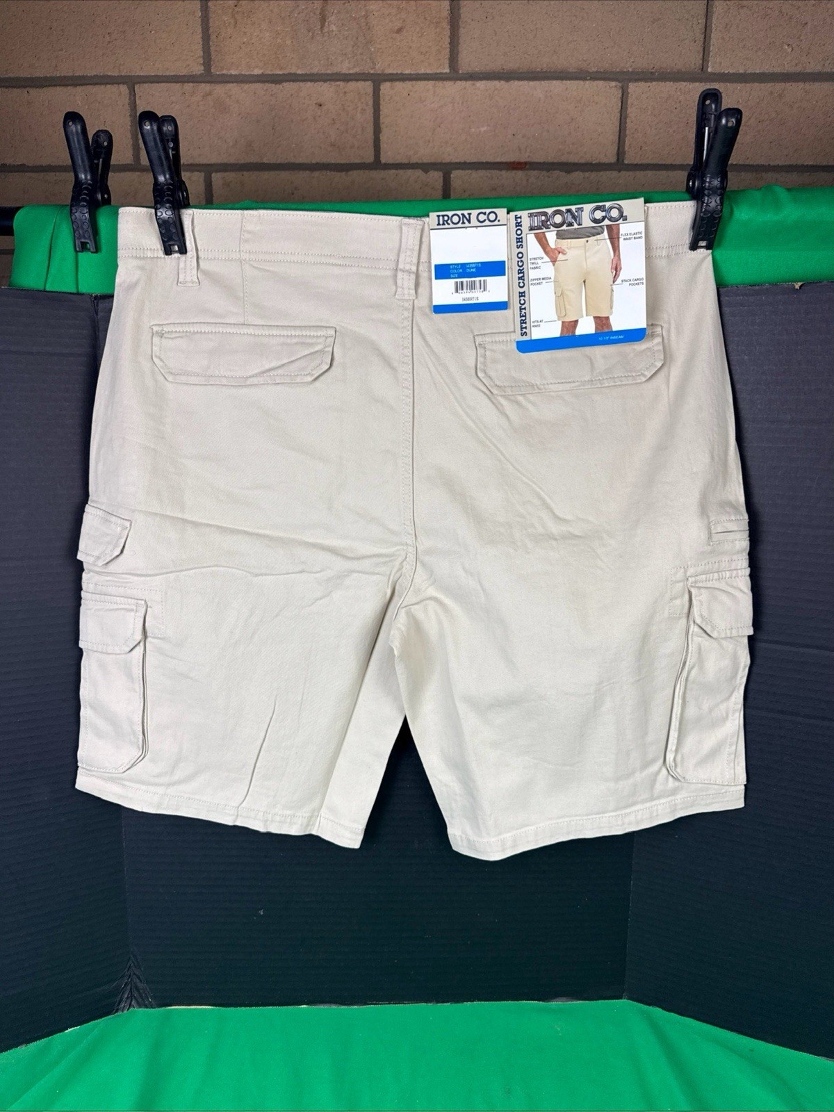 Iron Co Men’s Stretch Twill Cargo Shorts Size 36 Dune