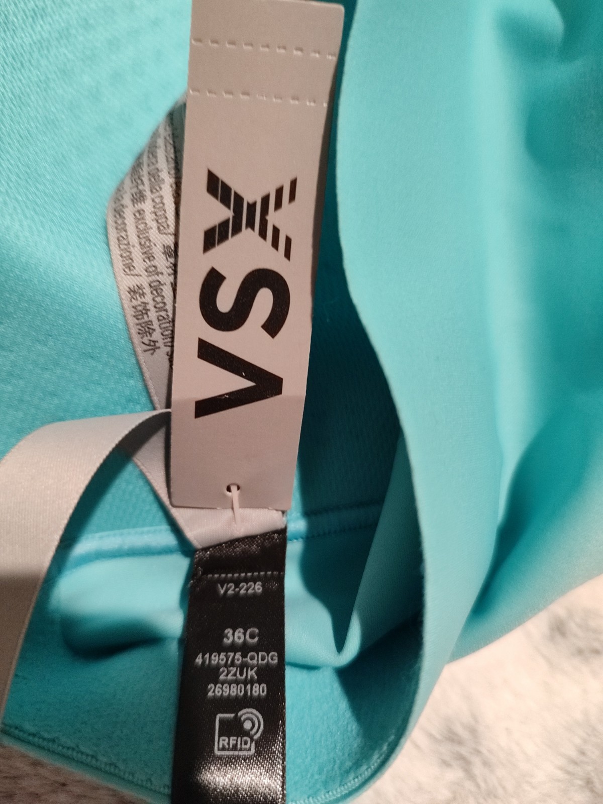 Victoria’s Secret VSX Sport Bra 36C Teal Front Zip High Support Yoga Style New