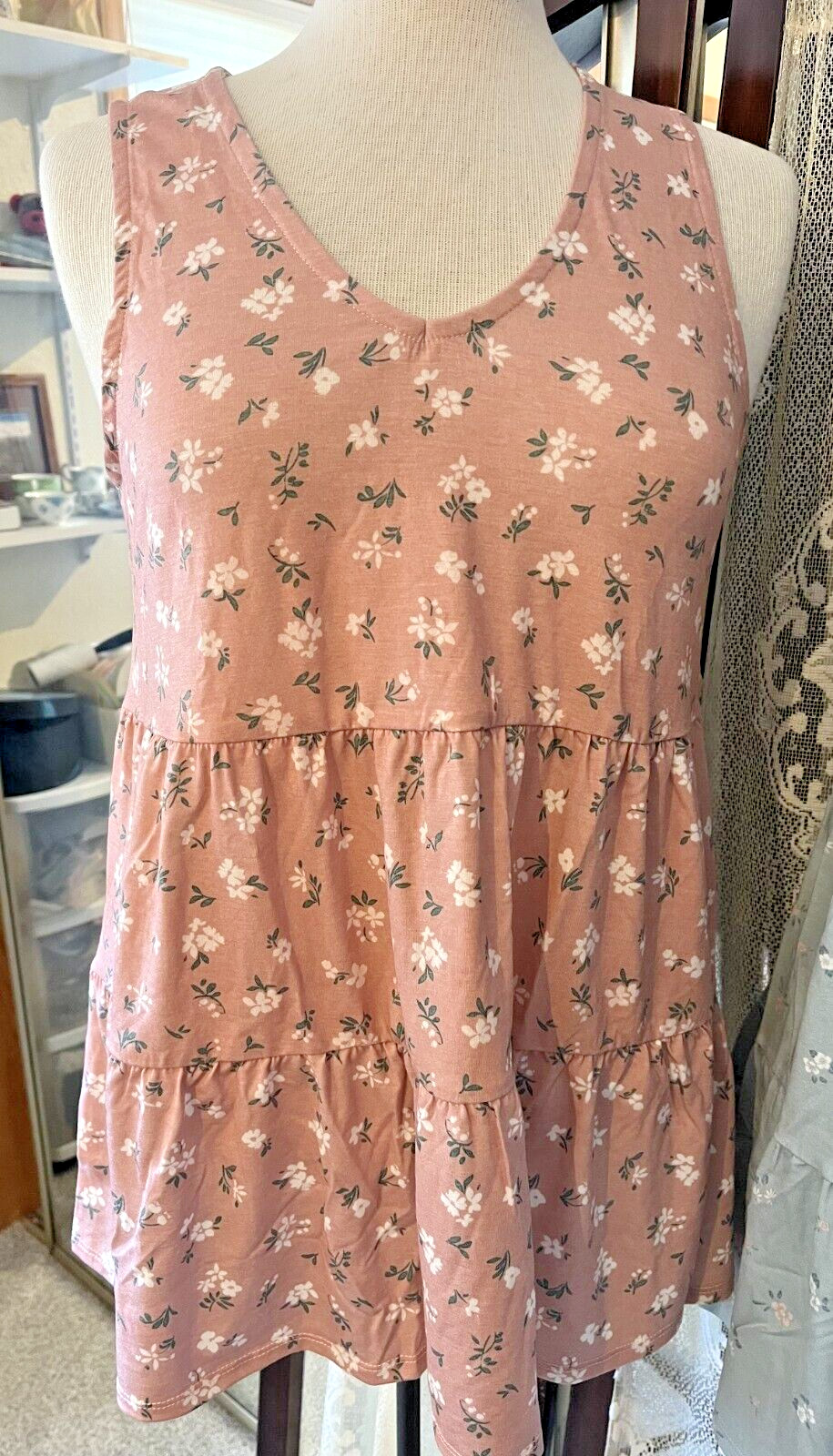 A Glow Sleeveless Pink Floral Spring Summer Maternity Top Soft! Sz S NWT