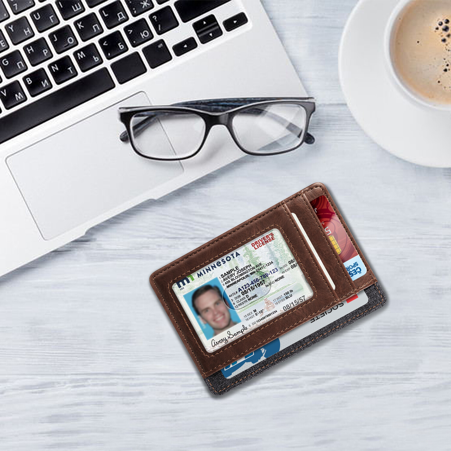 Slim Minimalist Card Wallet RFID Blocking Pocket Credit ID Card Slots Holder