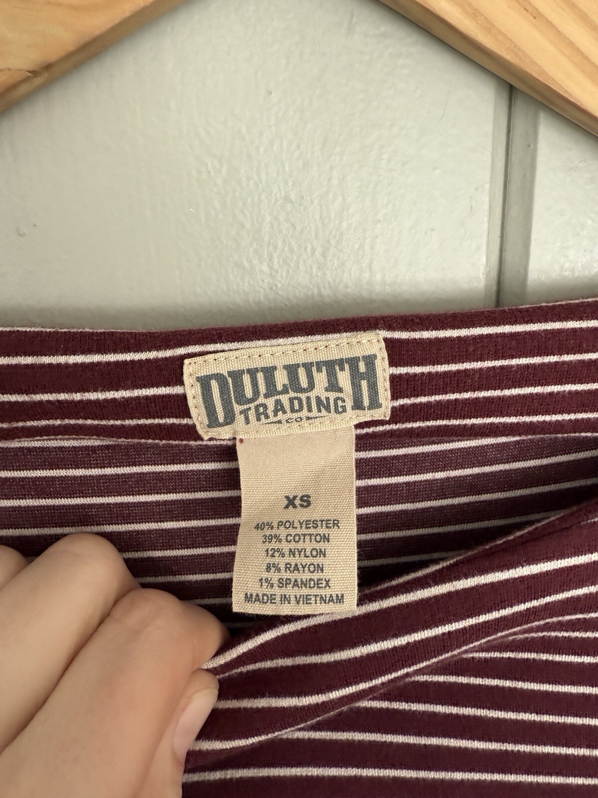 Duluth Trading Co Dress XS Ponte Pro Knit Striped Stretchy Long Sleeve Burgundy