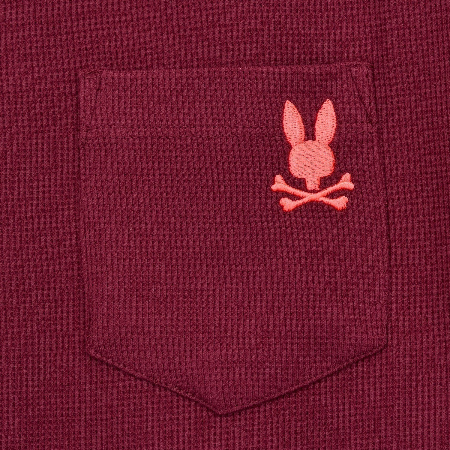 Psycho Bunny Mens 2XL Crimson Waffle Knit Long Sleeve Pocket Tee Shirt NEW