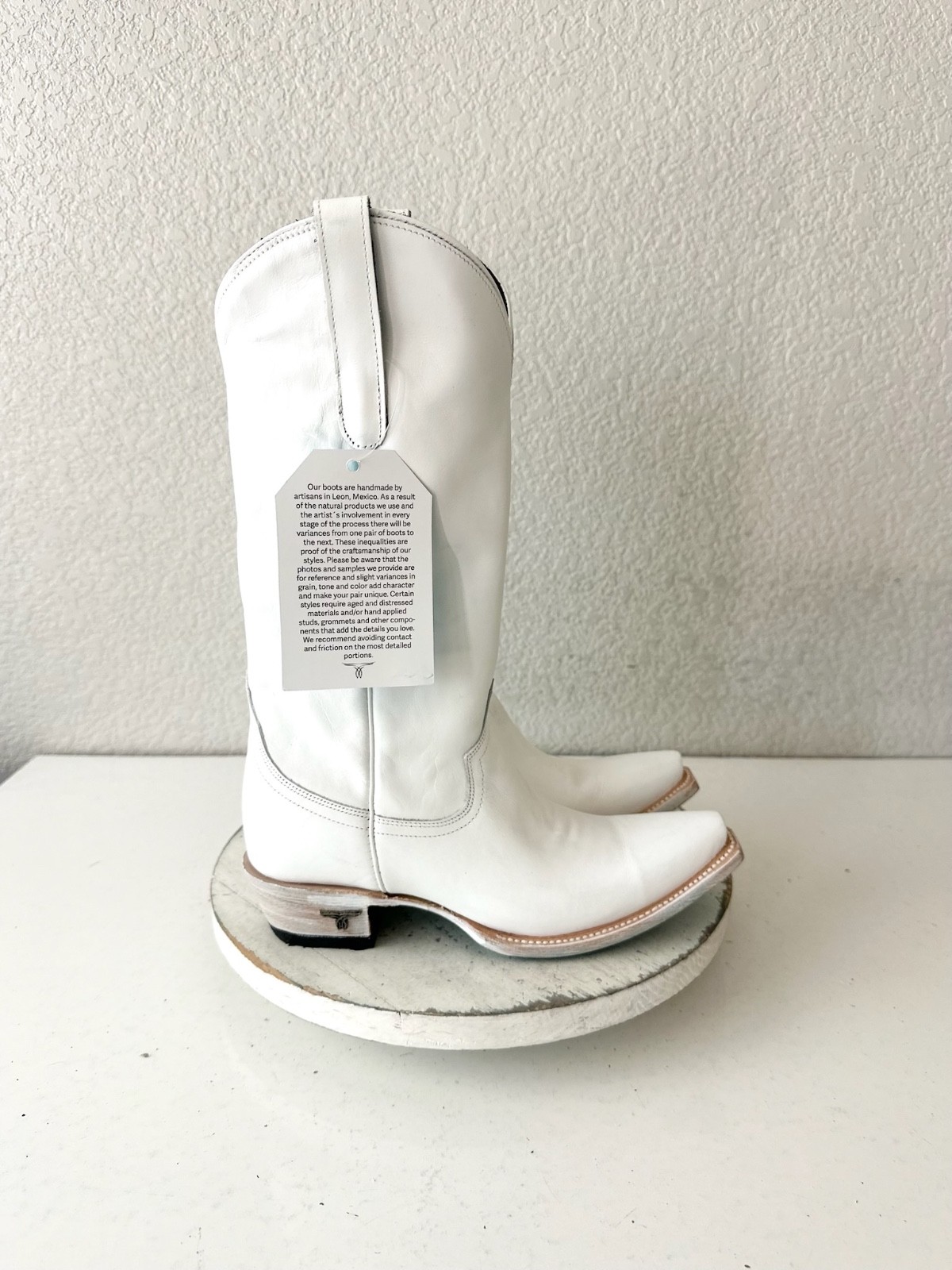 Lane EMMA JANE White Cowboy Boots Western Cowgirl Mid Calf Tall Snip Toe Sz 7