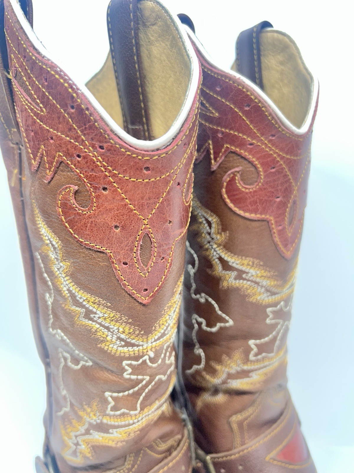 Reyme Western boots Women size 7.5US 24.5 MX square toe with Spur strap Made MEX