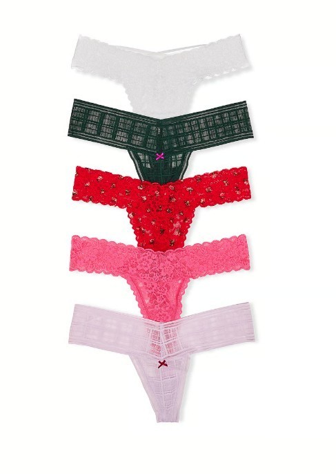 VICTORIA’S SECRET 5-Pack Lace Thong Panties Size L, M, S New #D1-3