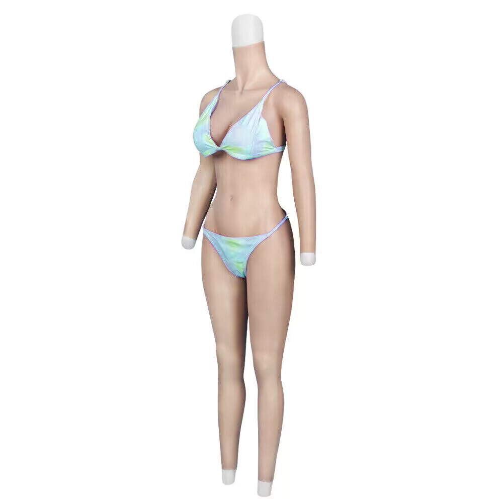 Silicone Breast Forms Body Suits Realistic C Cup with Arms Fake Vaginas Tights