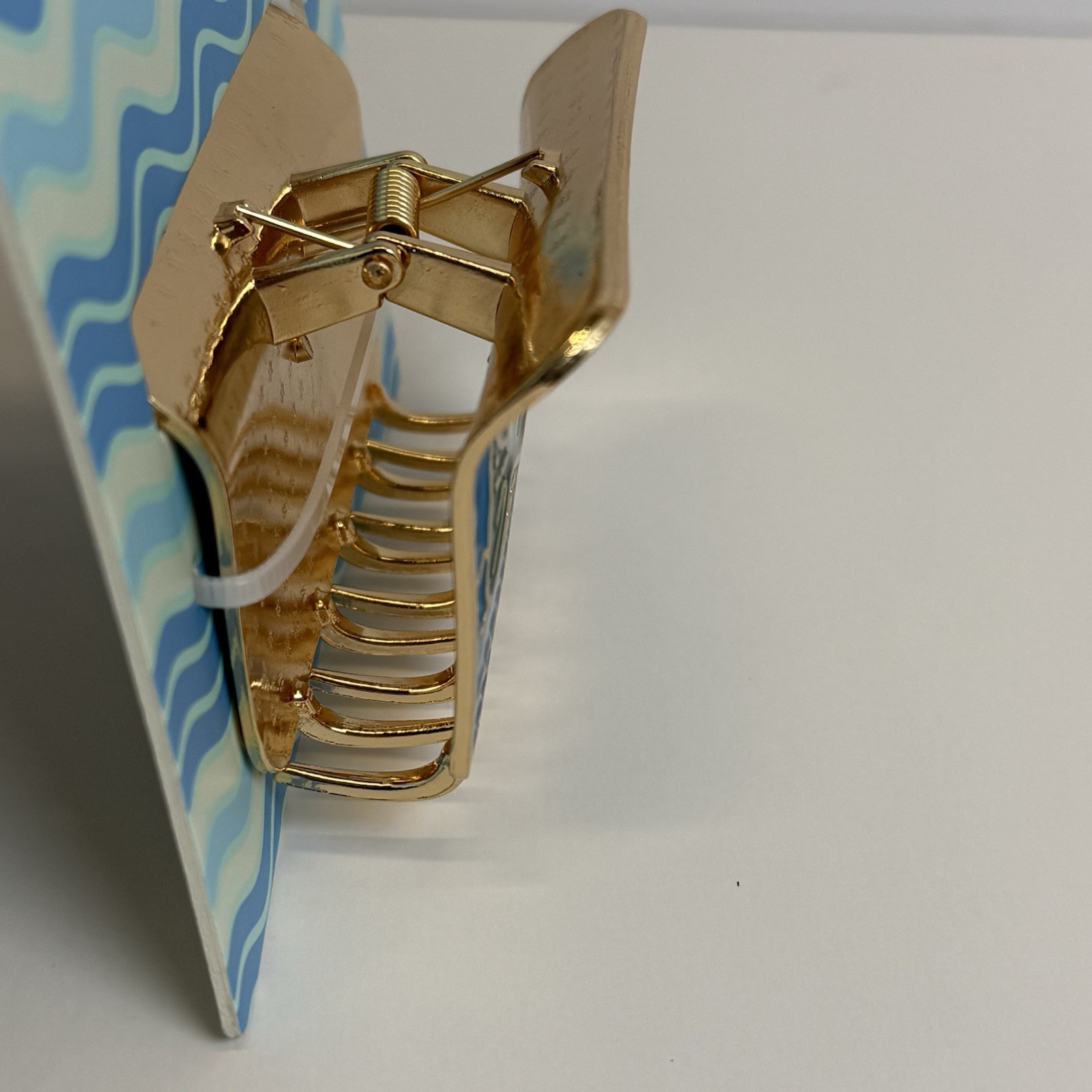 Piper K Original Sardines Hair Claw Clip Blue Gold Enamel Novelty Tinned Fish