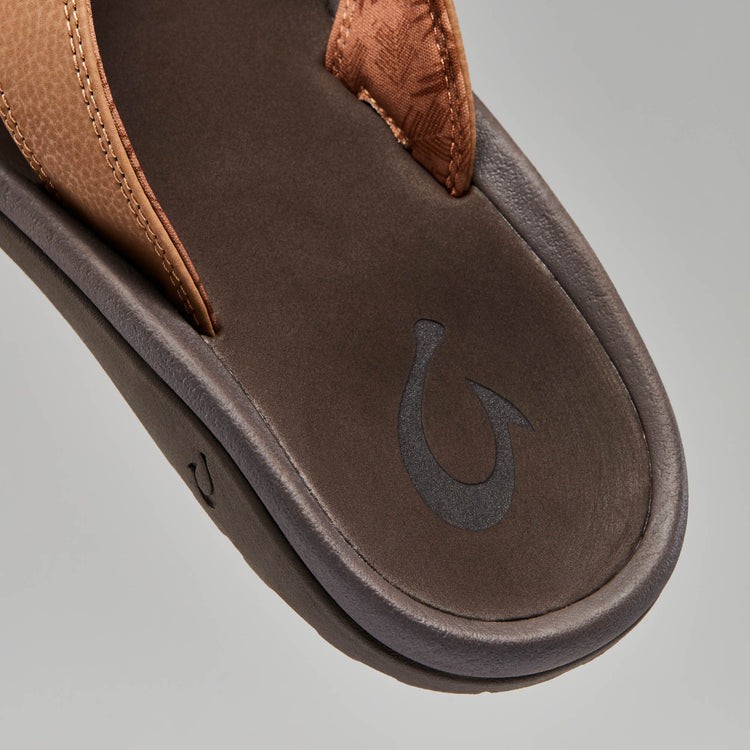 AUTH OluKai Ohana Men’s Beach Sandals, Lightweight Comfort Tan/Dark Java, Size 8