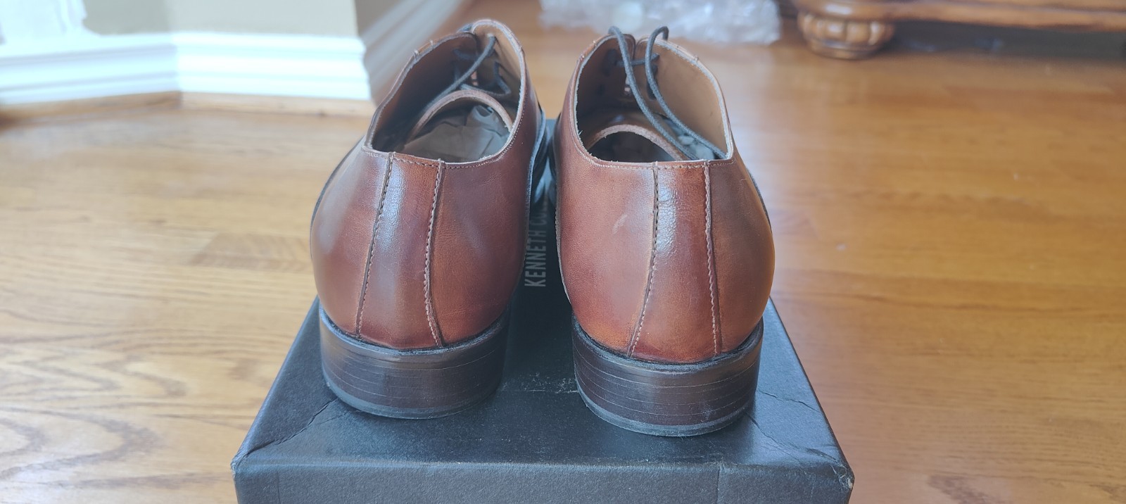 Kenneth Cole New York Made In Italy Brown Leather Brogue Oxford Dress Shoes