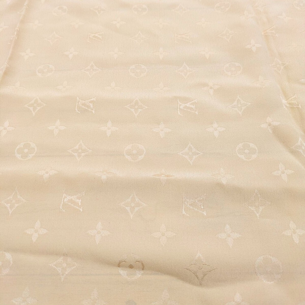 LOUIS VUITTON Scarf Stole Large 100 Silk Monogram Beige Approximately 87cm Japan