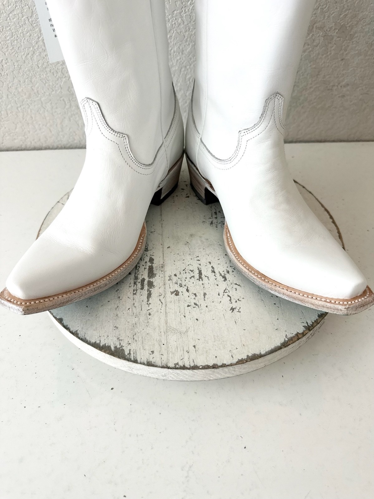 Lane EMMA JANE White Cowboy Boots Western Cowgirl Mid Calf Tall Snip Toe Sz 7