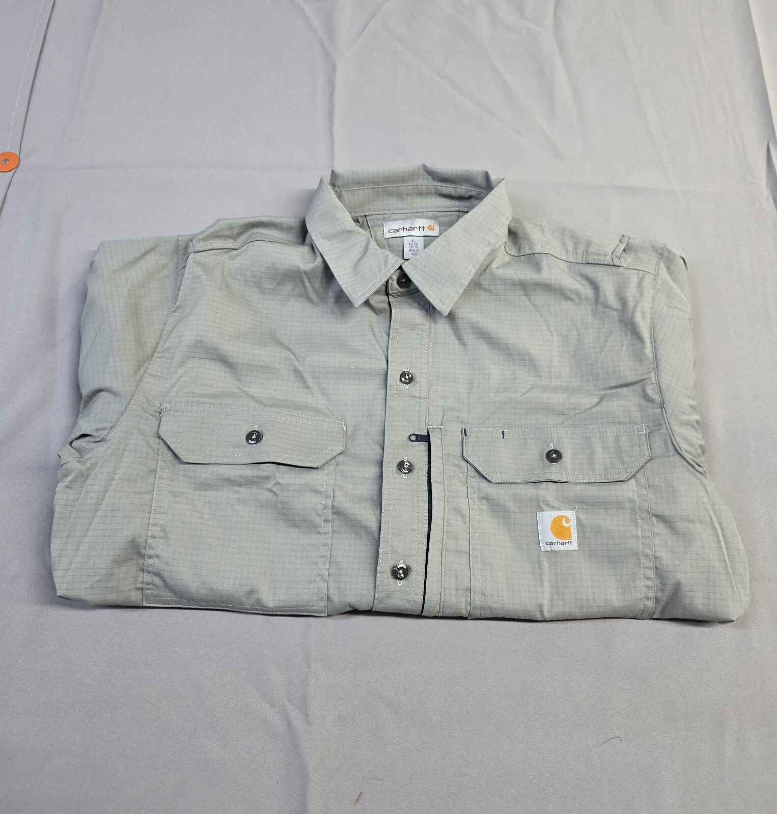 Carhartt Mens Long-Sleeve Button-Down Work Shirt, Gray