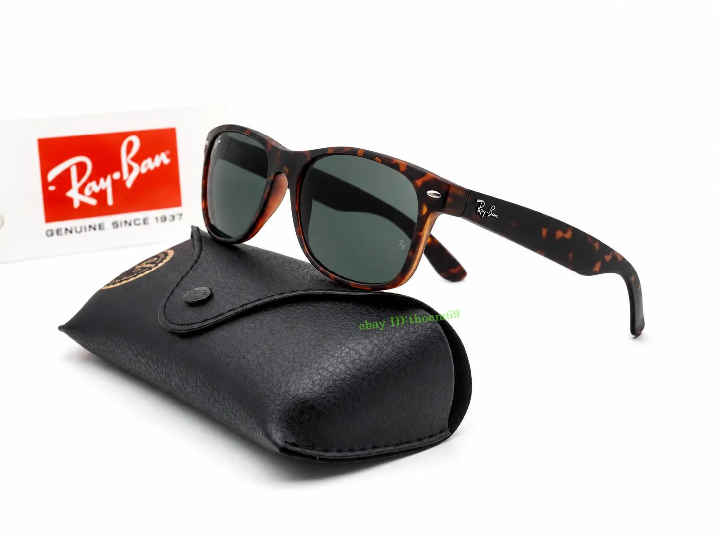 RAY-BAN NEW WAYFARER RB2132 865/B1 55MM SUNGLASSES Dark Grey LENS Matte Havana