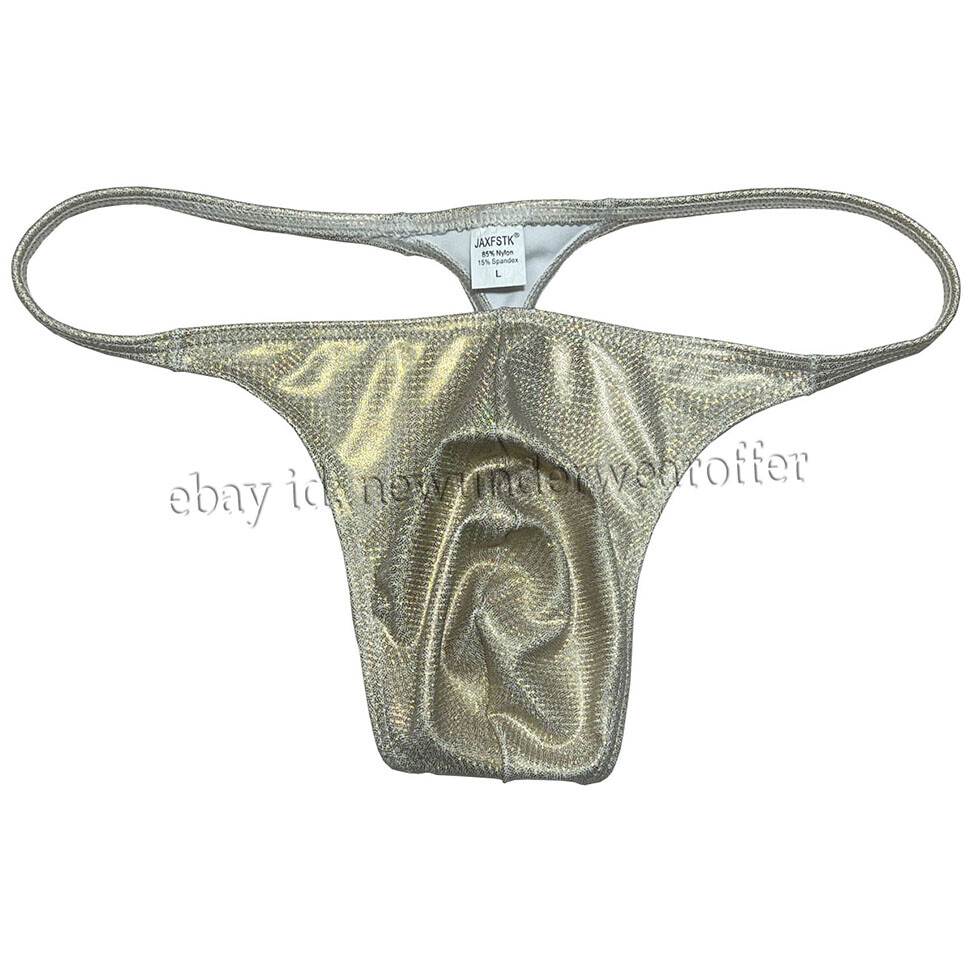 Men Shiny Bikini Thong Underwear Low-rise G-string Bulge Pouch T-back Jockstrap