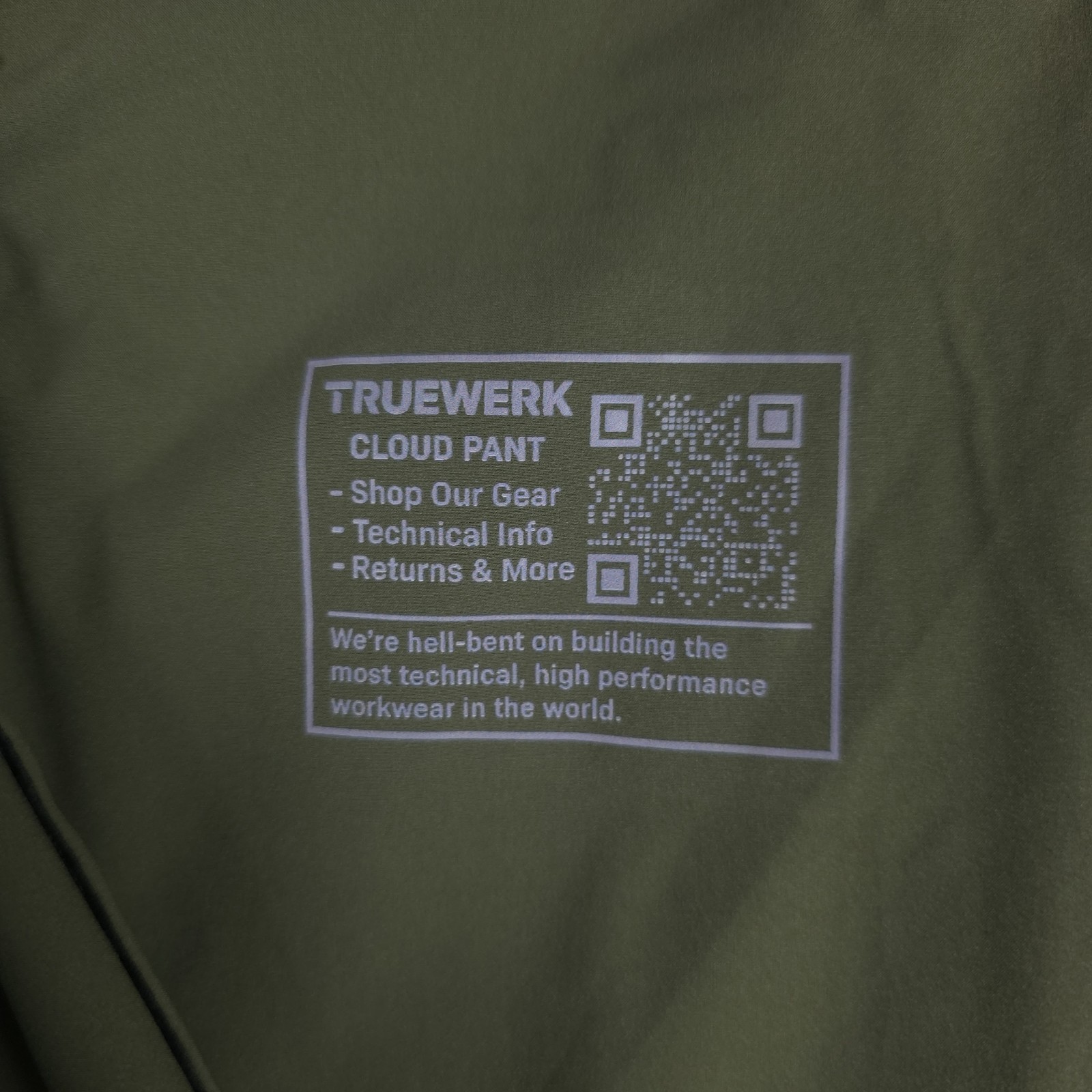 Truewerk Cloud AV WerkPant Mens XXL Olive Technical Workwear Lightweight Pants