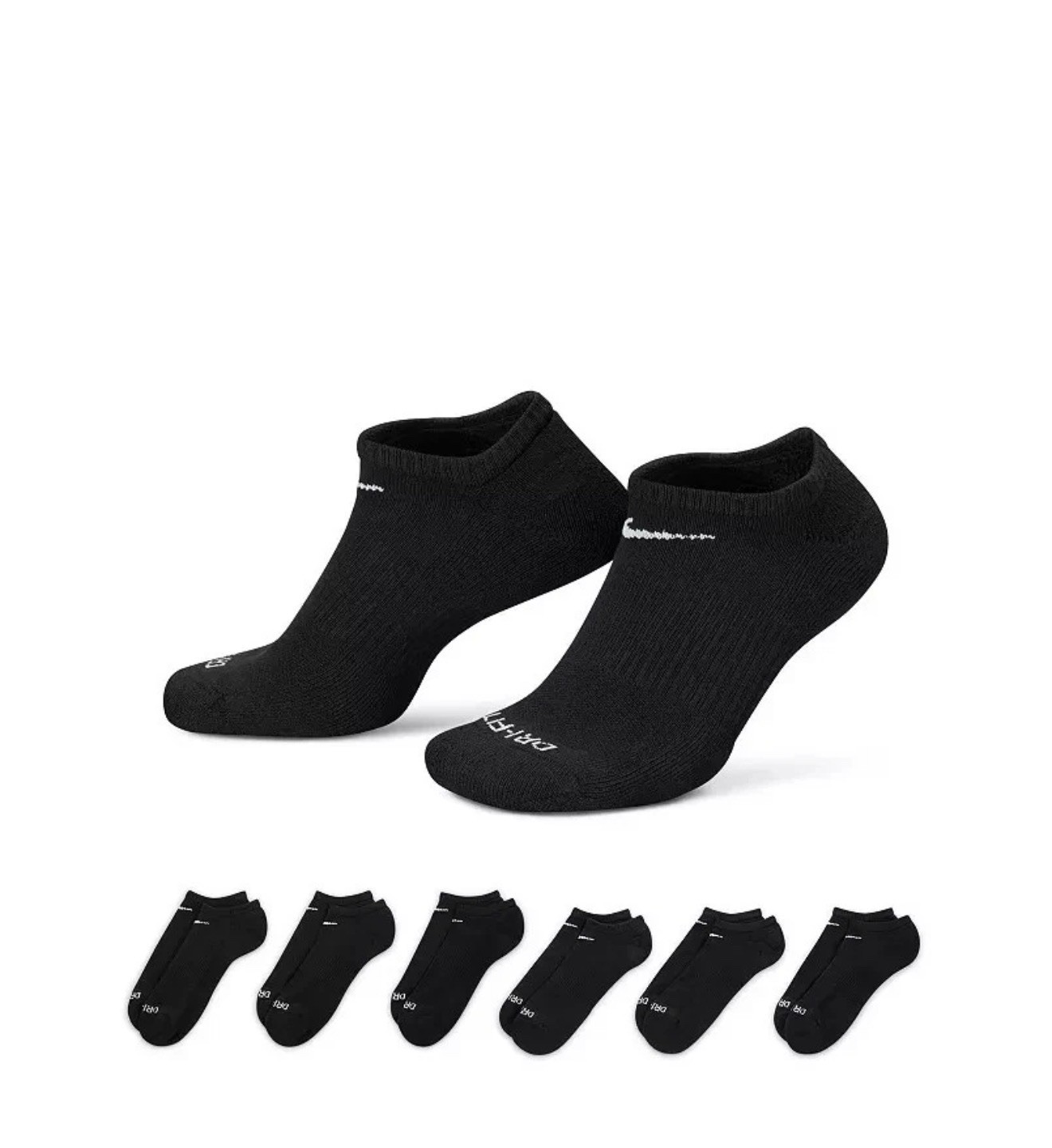 Nike Everyday Plus Cushion No Show Men’s Socks – Black, 6 Pack (Large 8-12)