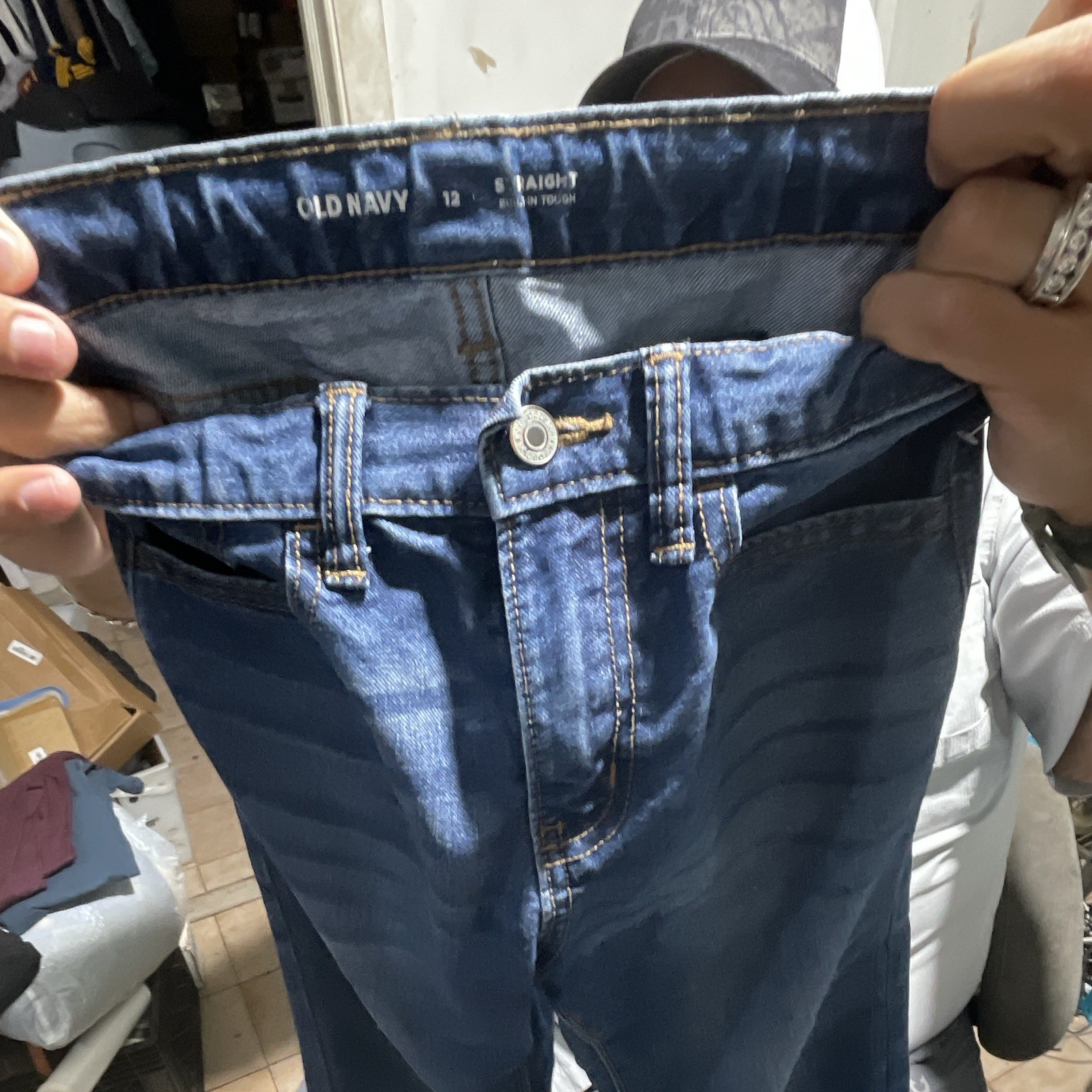 Old Navy Girls Straight Leg Jeans Size 12 Blue Dark Wash Denim Pockets
