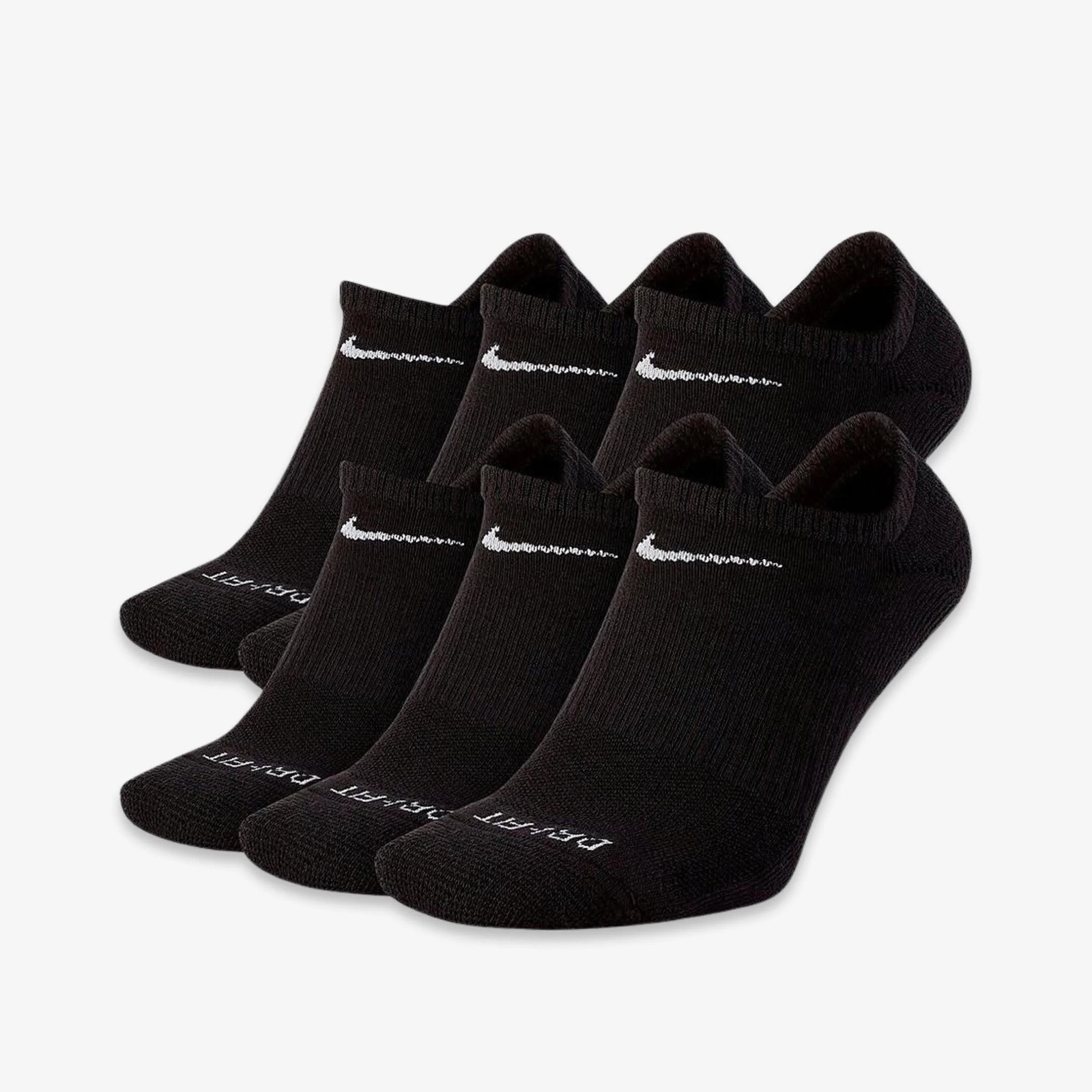 Nike Dri-FIT Everyday Plus Cushioned Training No-Show Socks (6 Pack) Black