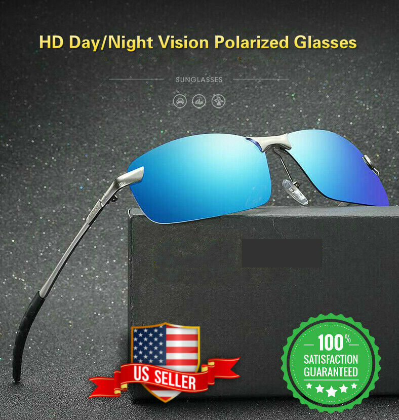 Tac HD+ Polarized Day & Night Vision glasses Men Driving Pilot Aviator sunglass