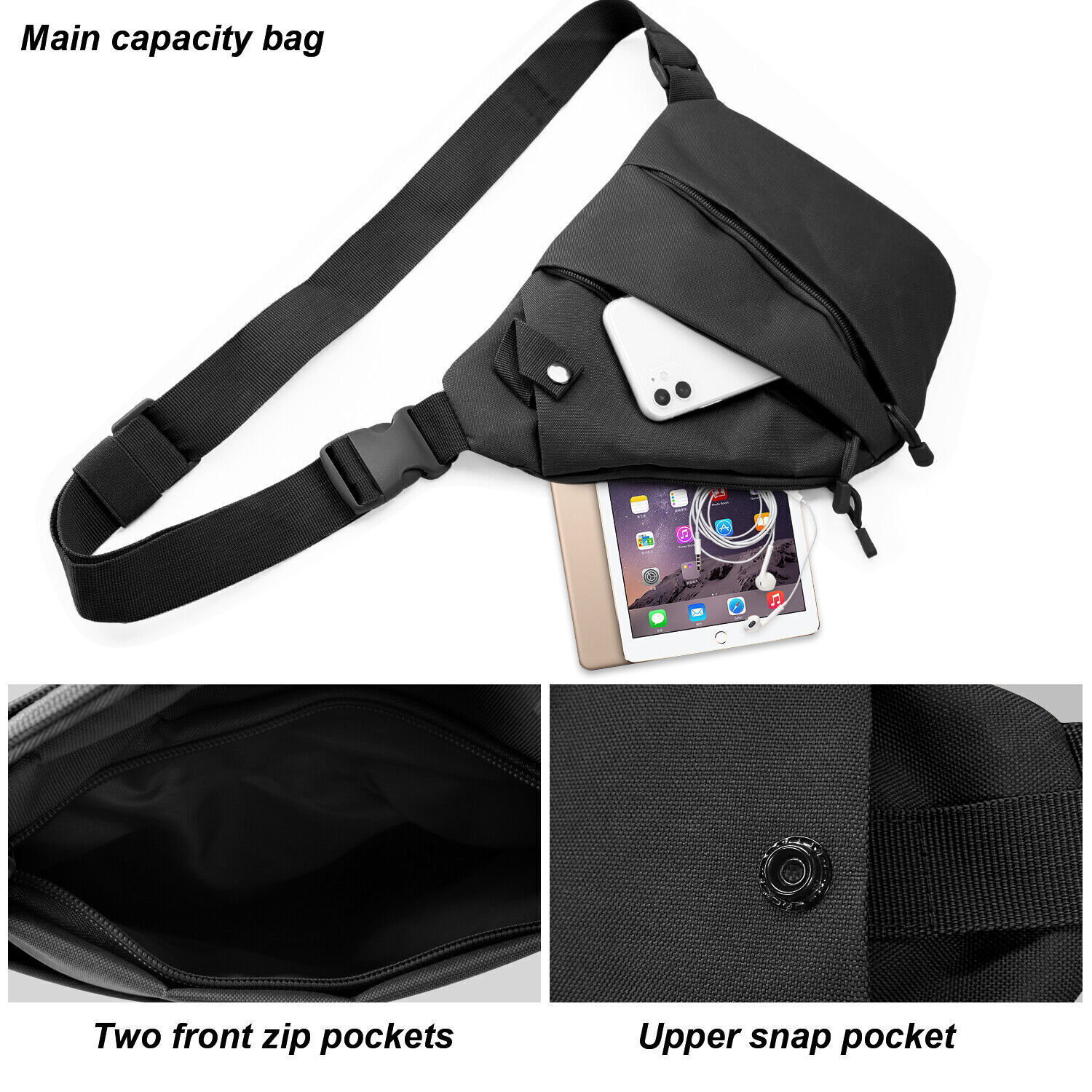 Waterproof Men Sling Bag Chest Cross Body Travel Sport Small Shoulder Backpack