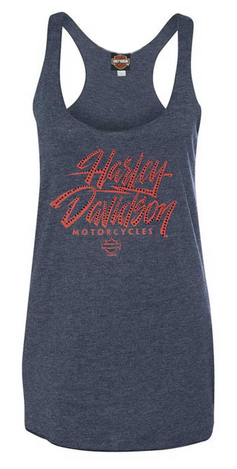 Harley-Davidson Women’s Slick Script Embellished Raw-Edge Sleeveless Tank Top