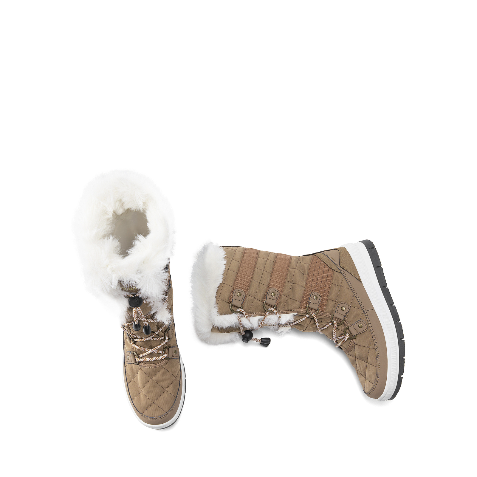 Women Snow Boots Classic Fur Lined Lace up Mid Calf Outdoor Indoor Ski Boots
