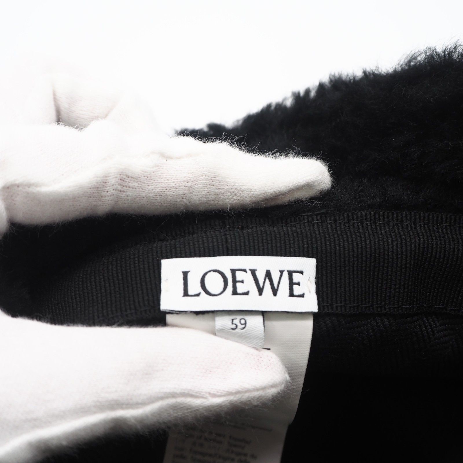 Loewe Women Hat Returns Accepted Within 3 Days Shearling Embroidered Logo Bucket