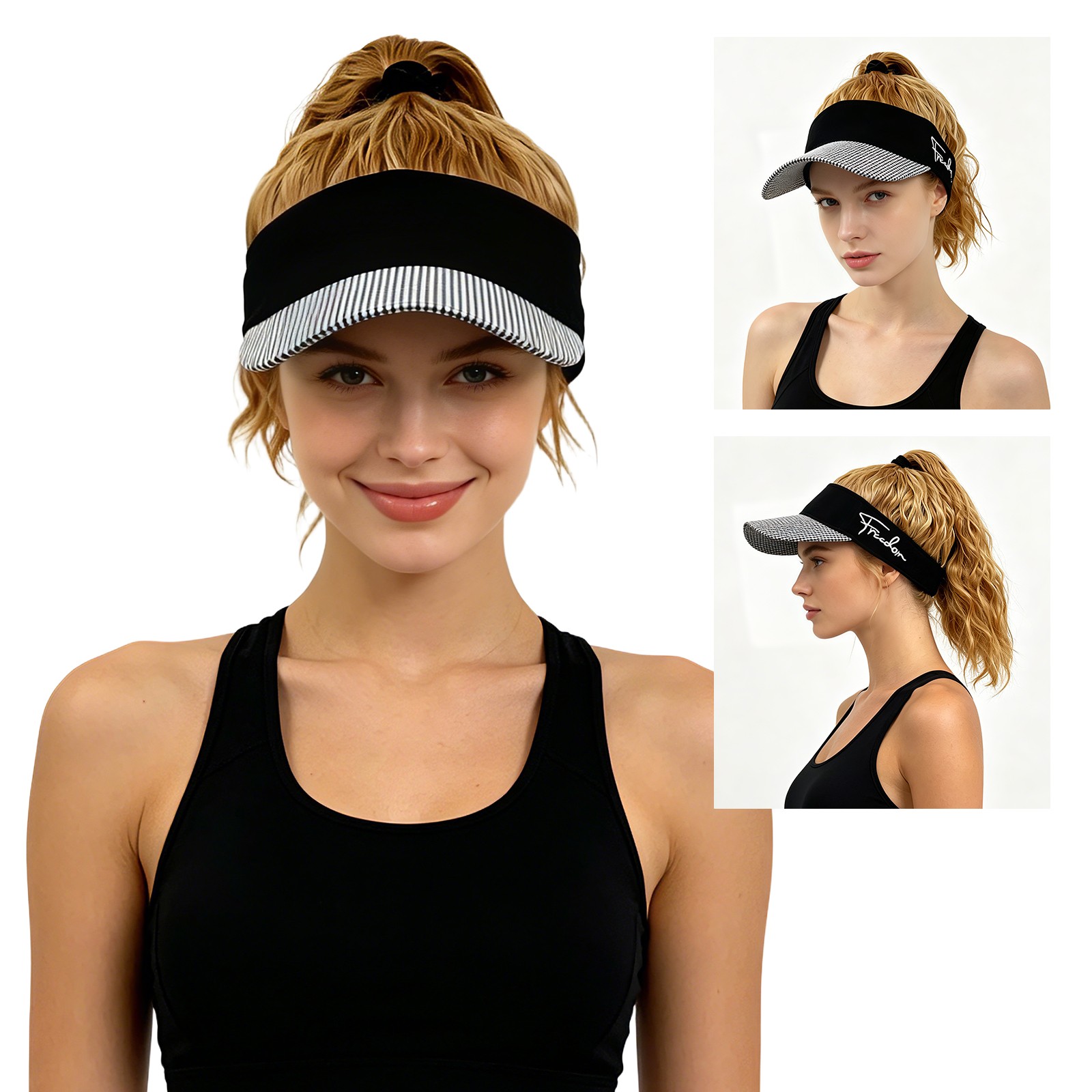 Women’s Baseball Cap with Attached Ponytail Wig Hair Sports Sun Hat Adjustable