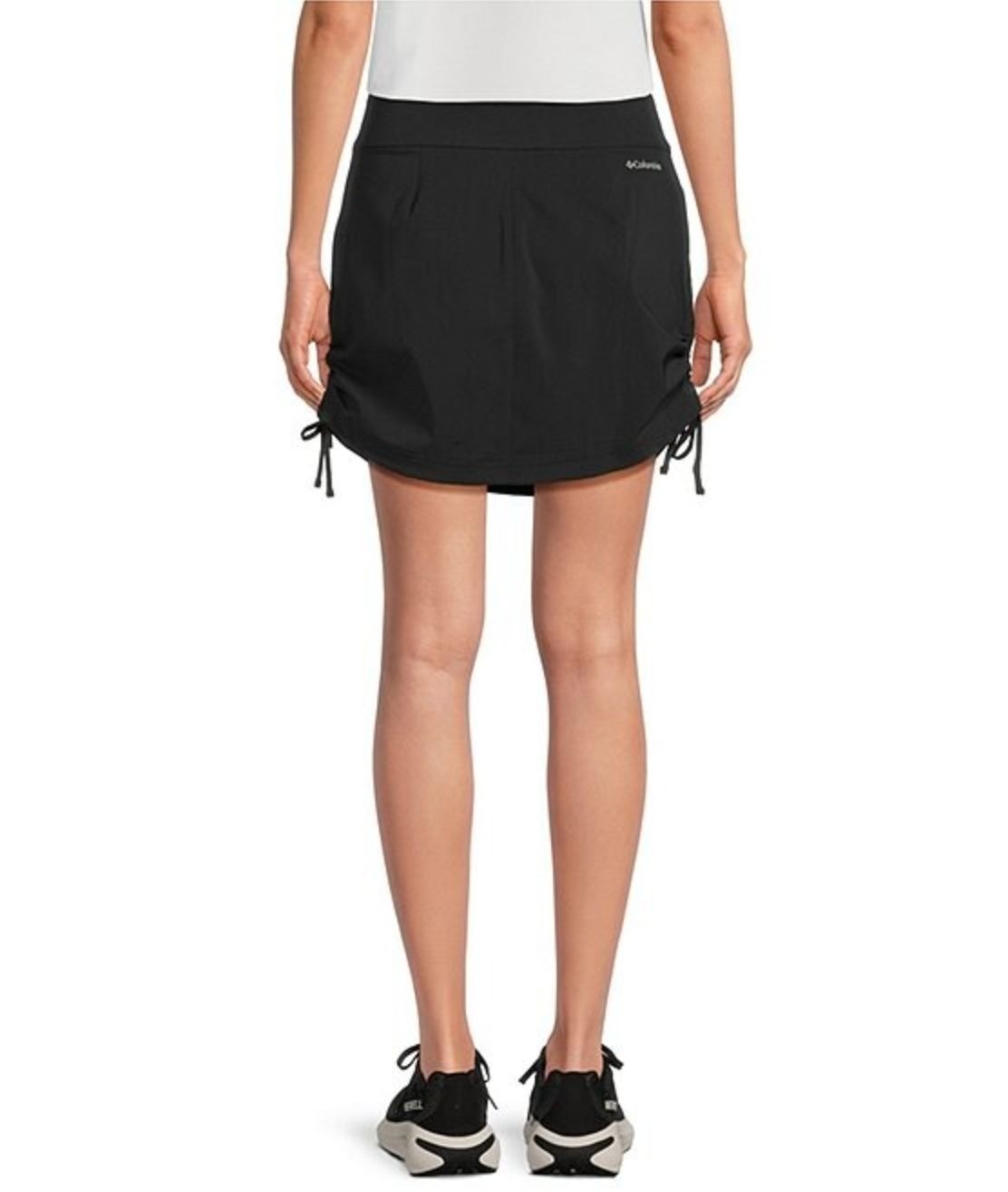 Columbia All Seasons Comfort Stretch Mid Rise Ruched Skort Pockets Size L Black