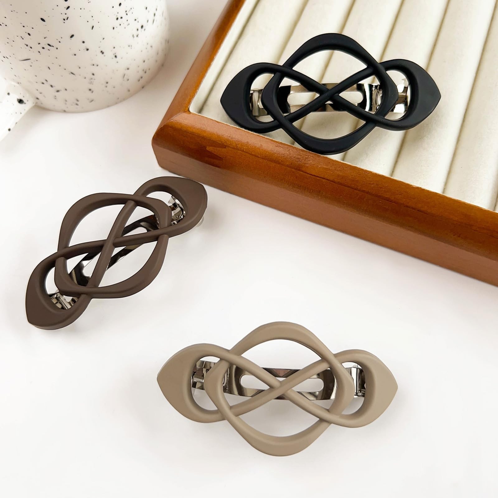 3Pcs Flat Hair Clips for Women – French Claw 1 Count (Pack of 3), mixcolor