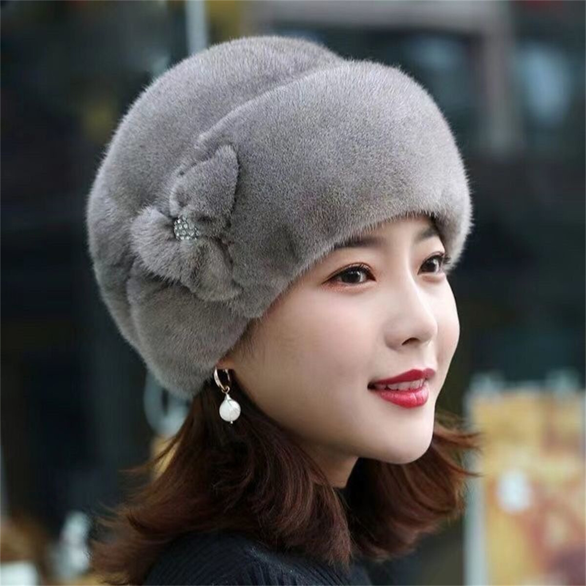 Women Winter Russian Fluffy Hats Faux Fur Headband Hat Thick Ear Warm Ski Cap