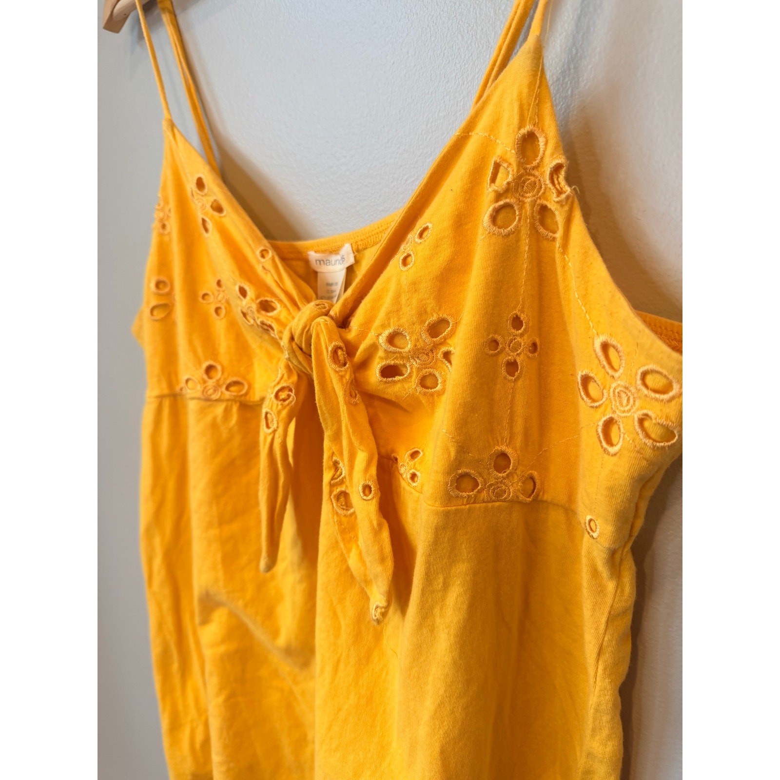 Maurices Size XL Sunshine Yellow 100% Cotton Floral Eyelet Lace Cami Top Boho